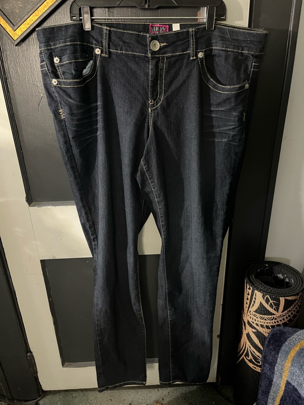 torrid #6 Dark Blue Straight-Leg Jeans with Contrast Stitching